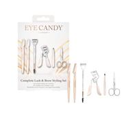 Eye Candy Complete Lash & Brow Styling Set - Brow Shaping Set, Precision Plucker Tweezer, Trimming Grooming Scissors, Lash Comb & Spoolie, Lash Curler for Long Lashes