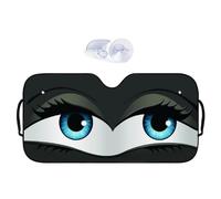 Eye Car Windshield Sunshade - Front Auto Window, Fifty-Four By Twenty-Eight Inch Protection | Cartoon Peeking Pupil Graphic Design, Reflective Aluminum Foil Thermal Insulation | Foldable Automotive In