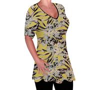 Eye Catch - Amber Ladies V Neck Multi Print Blouse Tunic Womens Swing Fashion Flared T-Shirt Top