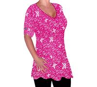 Eye Catch - Aspen Womens Print Blouse Casual V Neck Tunic Ladies Plus Size Flared Long Top 18 Fushia