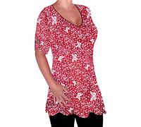 Eye Catch - Aspen Womens Print Blouse Casual V Neck Tunic Ladies Plus Size Flared Long Top 20