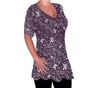 Eye Catch - Aspen Womens Print Blouse Casual V Neck Tunic Ladies Plus Size Flared Long Top 20