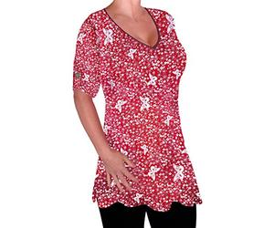 Eye Catch - Aspen Womens Print Blouse Casual V Neck Tunic Ladies Plus Size Flared Long Top 20