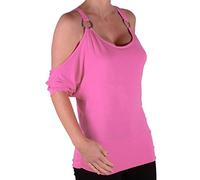 Eye Catch - Belladonna Womens Draped Off-the-Shoulder Tunic Top Baby Pink Size M-L 12-14