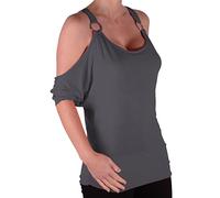 Eye Catch - Belladonna Womens Draped Off-The-Shoulder Tunic Top Charcoal Size XXL 20-22
