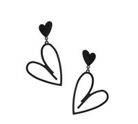 Eye Catch Black Heart Earrings Vintage Modern Jewelry Unique Heart Shape for Fashion Enthusiasts and Trend Setters, フリーサイズ
