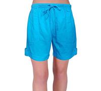 Eye Catch Eden Womens Pull On Cotton Adjustable Waist Elasticated Ladies Shorts (X Larage) Turquoise