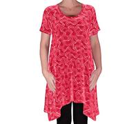 Eye Catch - Faith Womens Long Tunic Flared Uneven Hem Print Ladies Short Sleeve Top Size 22-24