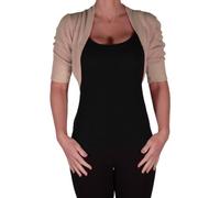Eye Catch - Kara Short Sleeve Knitted Bolero Shrug One Size Beige