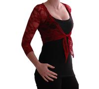 Eye Catch - Karina Lace Tie Front Bolero Cardigan Womens Shrug Tops Wine Size 10/12