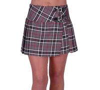 Eye Catch - Kyla Ladies Tartan Buckle Womens Billie Kilt Mini Skirt Grey Red Size 10