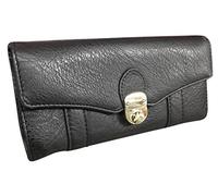 Eye Catch Ladies Faux Leather Twist Lock Purse Womens Multi Credit Card Coin Wallet Black
