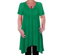 Eye Catch - Olivia Womens Casual V Neck Long Tunic Uneven Hem Plus Size Ladies Flared Top Jade Green Size 20