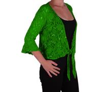 Eye Catch Oversize 12-26 - Darcey Ladies Sequin Cardi Tie Shrug Lace Bolero Top Womens Plus Size Jade Green 16-18