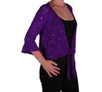 Eye Catch Oversize 12-26 - Darcey Ladies Sequin Cardi Tie Shrug Lace Bolero Top Womens Plus Size Purple 12-14
