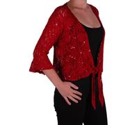 Eye Catch Oversize 12-26 - Darcey Ladies Sequin Cardi Tie Shrug Lace Bolero Top Womens Plus Size Wine 16-18