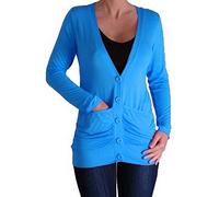 Eye Catch Pacific Draped Lightweight Waterfall Button Cardigan with Pockets Turquoise S/M
