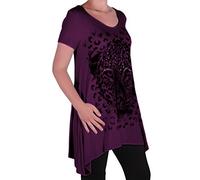 Eye Catch Plus - Ladies Graphic Tiger Long Draped Womens Sparkle Short Sleeve Stretch Top - Comfortable and Adjustable - Sizes 14-28