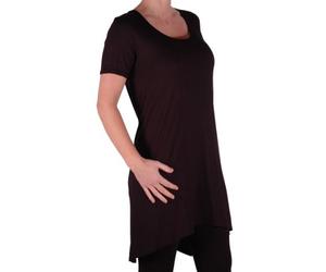 Eye Catch Plus - Plain Long Draped Ladies Scoop Neck Womens Short Sleeve Stretch Top Black Size 22-24