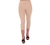 EyeCatch Plus - Ripley Womens Stretch Ladies Gym Yoga Active Casual Sports Crop Leggings 3/4 Capri Pants Beige 24/26