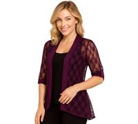 Eye Catch Plus Size Lace Open Front Cardigan for Women - Sheer Lightweight Cover Up - 3/4 Sleeve with Roll-Tab - Elegant Waterfall Drape - Soft Stretch Layer - Sizes 14 to 28