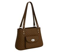 Eye Catch Quilted Faux Leather Shoulder Bag for Women - Large Everyday Tote with Twist Lock Front Pocket & Zip Closure - Black, Red, Taupe, Camel, Chocolate