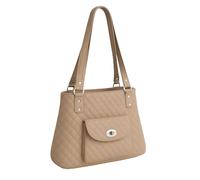 Eye Catch Quilted Faux Leather Shoulder Bag for Women - Large Everyday Tote with Twist Lock Front Pocket & Zip Closure - Black, Red, Taupe, Camel, Chocolate