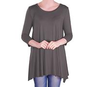 Eye Catch - Reva Womens Round Neck Flared Ladies 3/4 Sleeve Tunic T Shirts Tops Blouse Charcoal Size 22-24