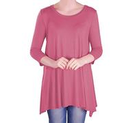 Eye Catch - Reva Womens Round Neck Flared Ladies 3/4 Sleeve Tunic T Shirts Tops Blouse Coral Size 22-24