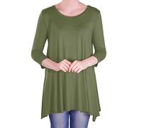 Eye Catch - Reva Womens Round Neck Flared Ladies 3/4 Sleeve Tunic T Shirts Tops Blouse Khaki Size 16