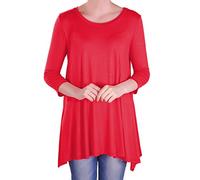Eye Catch - Reva Womens Round Neck Flared Ladies 3/4 Sleeve Tunic T Shirts Tops Blouse Red Size 22-24
