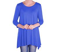 Eye Catch - Reva Womens Round Neck Flared Ladies 3/4 Sleeve Tunic T Shirts Tops Blouse Royal Blue Size 20