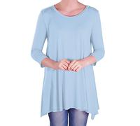 Eye Catch - Reva Womens Round Neck Flared Ladies 3/4 Sleeve Tunic T Shirts Tops Blouse Sky Blue Size 26-28