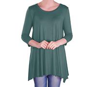 Eye Catch - Reva Womens Round Neck Flared Ladies 3/4 Sleeve Tunic T Shirts Tops Blouse Teal Size 26-28