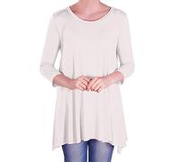 Eye Catch - Reva Womens Round Neck Flared Ladies 3/4 Sleeve Tunic T Shirts Tops Blouse White Size 20