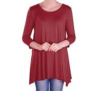 Eye Catch - Reva Womens Round Neck Flared Ladies 3/4 Sleeve Tunic T Shirts Tops Blouse Wine Size 20