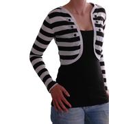 Eye Catch - Sienna Military Style Open Front Cardi Bolero One Size Black White