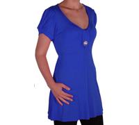 Eye Catch - Sierra Womens Short Sleeve V Neck Tunic Ladies Long Top Royal Blue Size 26-28