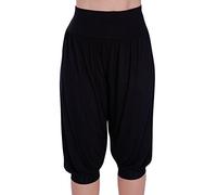 Eye Catch - Sofia Womens Plus Size Hareem Capri Crop Shorts Ladies Harem Trouser Cropped Pants Black 24/26