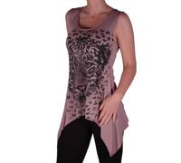 Eye Catch - Tiger Womens Long Draped Stretch Vest Top Ladies Plus Size XL Mocha