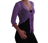 Eye Catch TM - Foxy Womens Designer Mesh Knit Bolero Tie Front Stretchy Shrug One Size Lilac
