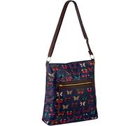 Eye Catch TM - Ladies Oil Cloth Cross Body Womens Butterfly Design Shoulder Bag Dark Blue