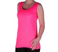 Eye Catch TM - Uma Womens Ribbed Strappy Cami Top Ladies Plus Size Long Camisole Vest Neon Pink Size 18