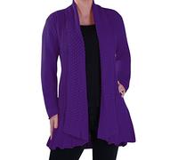Eye Catch Vienna Open Front Crochet Knit Draped Waterfall Cardigan One Size Purple