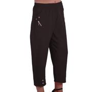 Eye Catch - Women Capri Crop Pants Flexi Stretch Plus Sizes Ladies 3/4 Trousers Black Size 14
