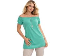 Eye Catch Women’s Bardot Off Shoulder Boho Tunic Top - Longline Relaxed A-Line Fit, One Size UK 10-14