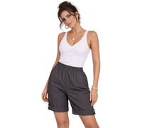 Eye Catch Women’s Plus Size Relaxed Fit Bengaline Stretch Shorts with Pockets - Elasticated Waist, Turn Up Cuff Detail - UK 12-24 Marl Grey