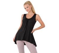 Eye Catch Women’s Plus Size Tunic Top Longline Loose Fit - Sleeveless Scoop Neck Jersey Swing Top, Flattering Asymmetric Hem, Elegant Flowy Top UK 14-28 Black