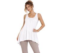 Eye Catch Women’s Plus Size Tunic Top Longline Loose Fit - Sleeveless Scoop Neck Jersey Swing Top, Flattering Asymmetric Hem, Elegant Flowy Top UK 14-28 White