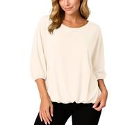 Eye Catch Womens Chiffon Batwing Blouse Top - Loose Fit One Size (UK 10-14) - Glitter Neckline Tunic for Evening, Casual, Workwear - Elegant Flowing Oversized Blouse - Lightweight Party Top Cream